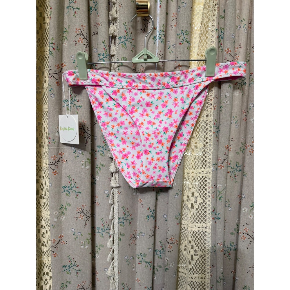 Kulani Kinis Flamingo Flora Wide Band Bikini Bottom Large NWT